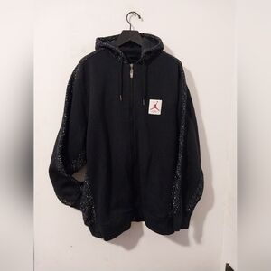 Air Jordan 4 Flight Full Zip Black Hoodie Speckle Size Xl